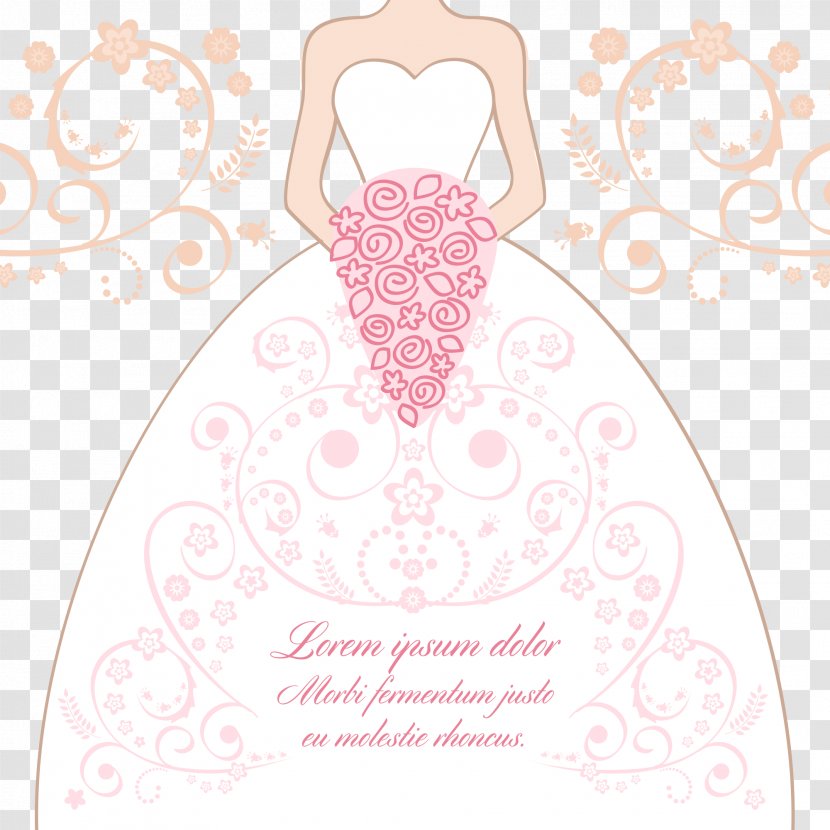 Bride Contemporary Western Wedding Dress Illustration - Bridal Shower Transparent PNG