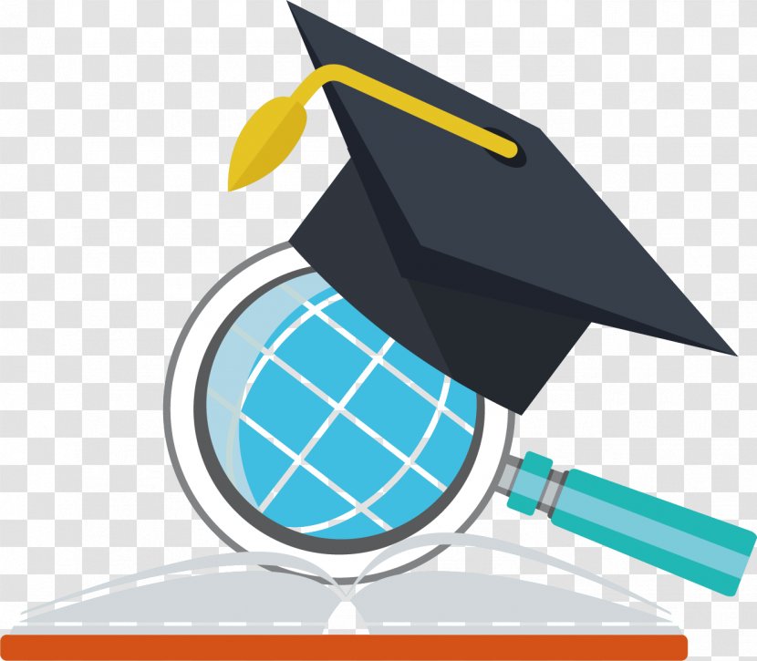 Hat Doctorate Designer - Masters Degree - Dr. Cap On The Magnifying Glass Transparent PNG