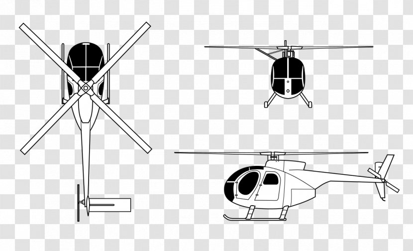 MD Helicopters MH-6 Little Bird Hughes OH-6 Cayuse McDonnell Douglas 500 Defender Boeing AH-6 - Monochrome - Helicopter Transparent PNG