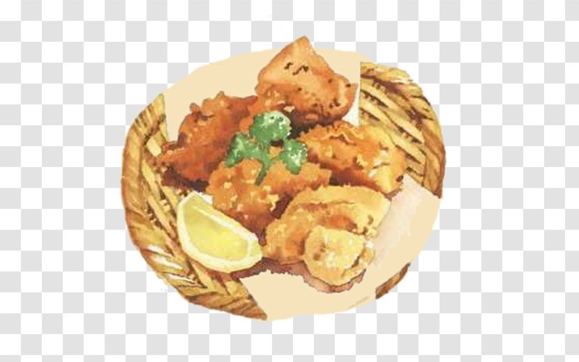 Karaage Chicken Buffalo Wing Food Watercolor Painting - Side Dish - Cartoon Fried Meat And Transparent PNG