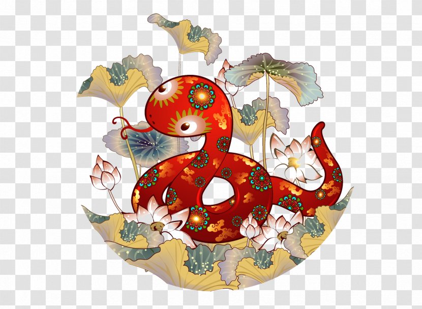 Snake Chinese New Year Zodiac - Lotus Hidden Transparent PNG
