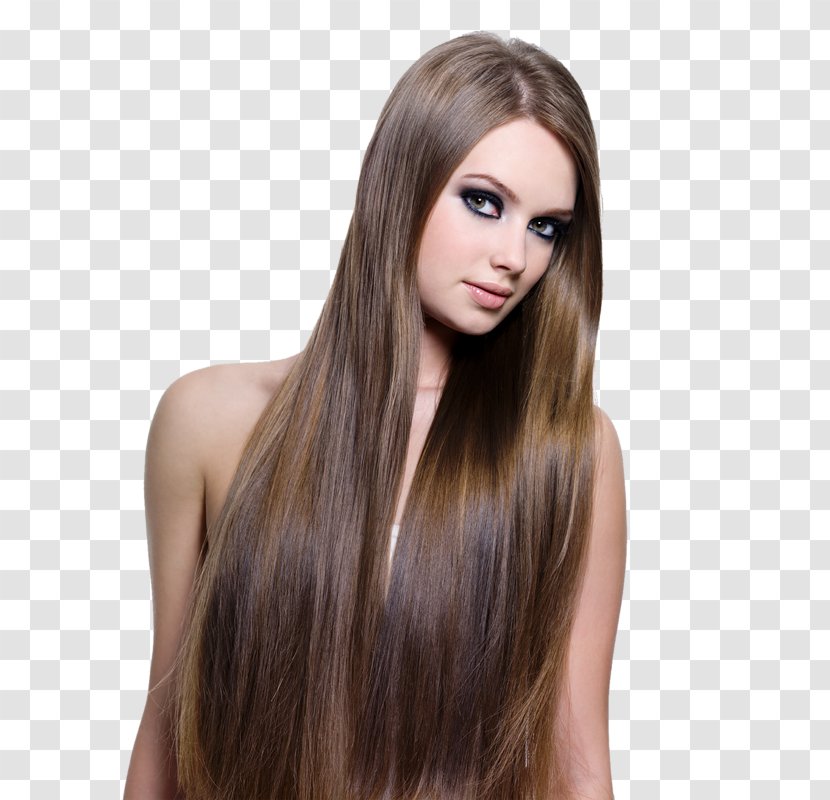 Hairstyle Long Hair Brown Bangs - Coloring Transparent PNG