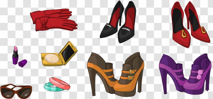 High-heeled Footwear Shoe - Brand - Vector Hand-painted Ladies High Heels Transparent PNG