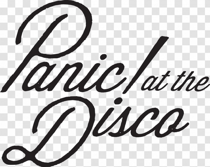Logo Panic! At The Disco Text Calligraphy Font - Black And White - Happiness Transparent PNG