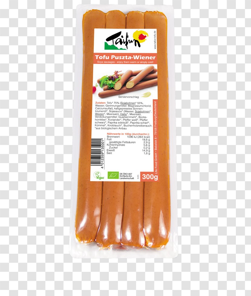 Hot Dog Vegetarian Cuisine Organic Food Tofu Taifun Weiner Frankfurters - Vienna Sausage Transparent PNG