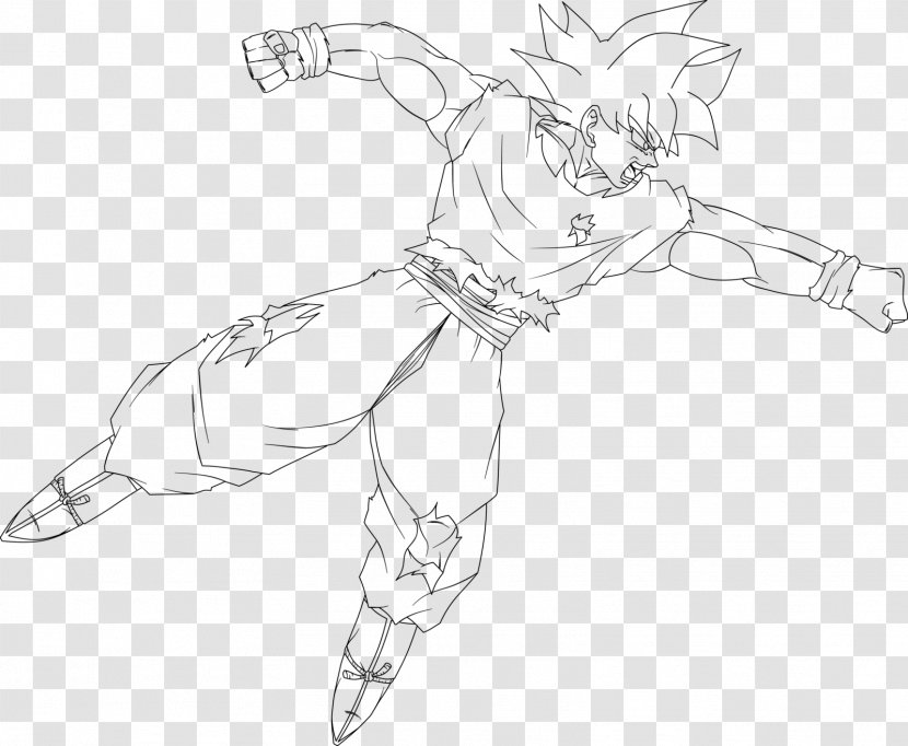 Goku Line Art Super Saiya Drawing Sketch - Monochrome Transparent PNG