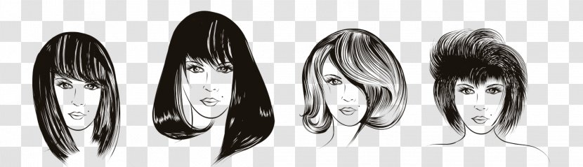 Hairstyle Fashion - Black And White - Stylish Hairstyles Transparent PNG