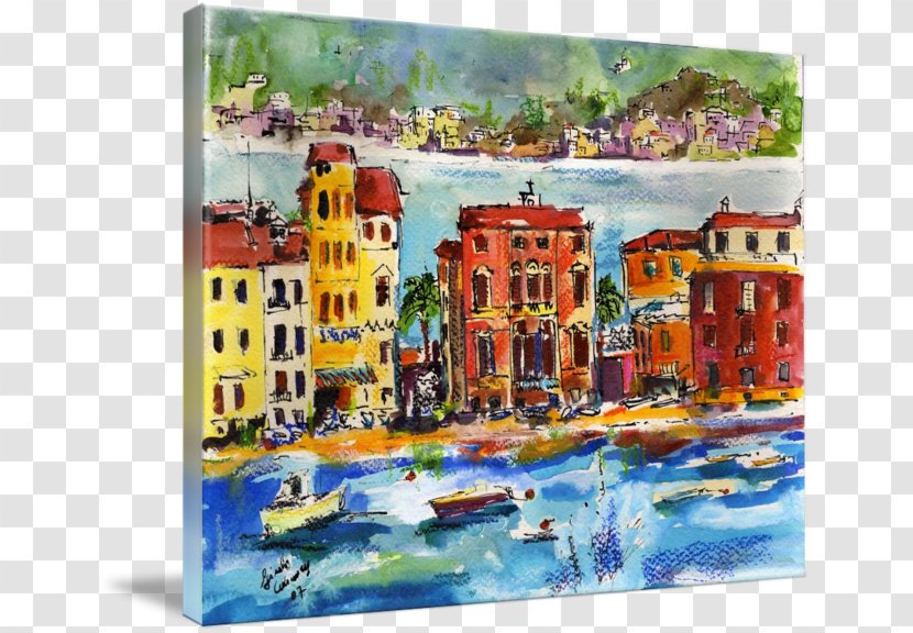 Sestri Levante Watercolor Painting Gallery Wrap Art Transparent PNG