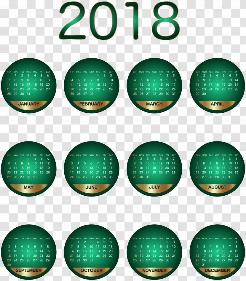 Calendar Clip Art - Portable Document Format - 2018 Green Transparent Image Transparent PNG