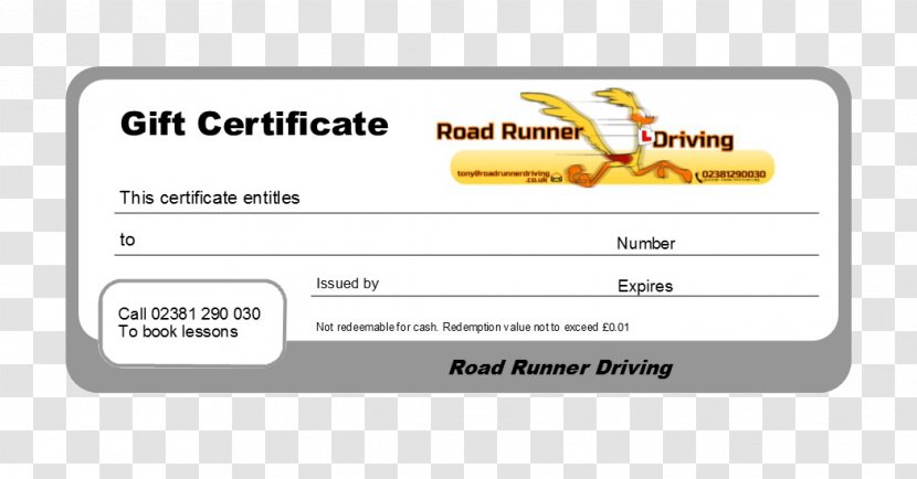 Gift Card Voucher Driving Instructor Transparent PNG