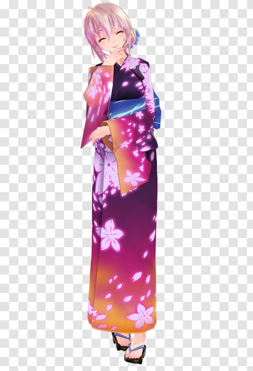 Kimono Clothing Yukata MikuMikuDance Megurine Luka - Dress - Hatsune Miku Transparent PNG