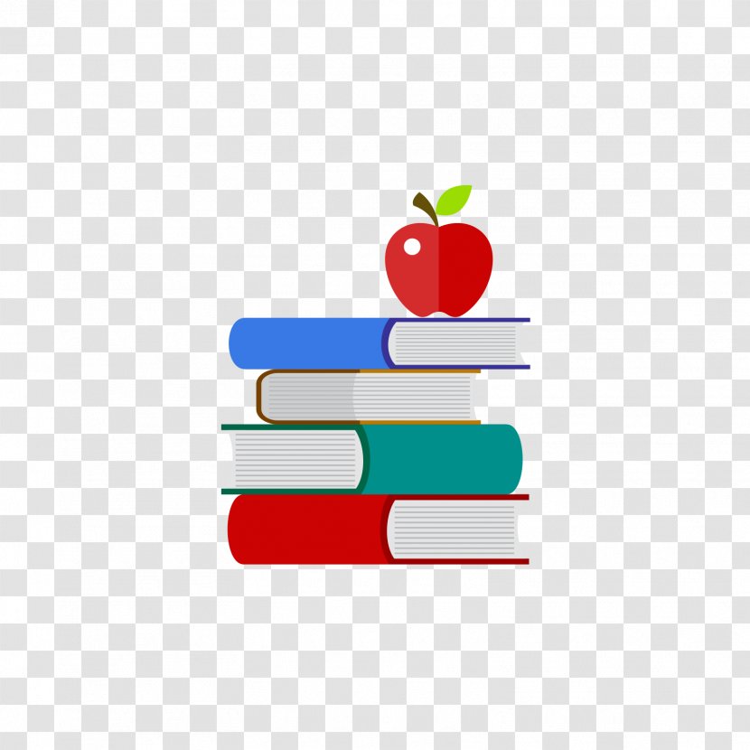 Red Book Clip Art - Apple - Colored Books And Apples Transparent PNG