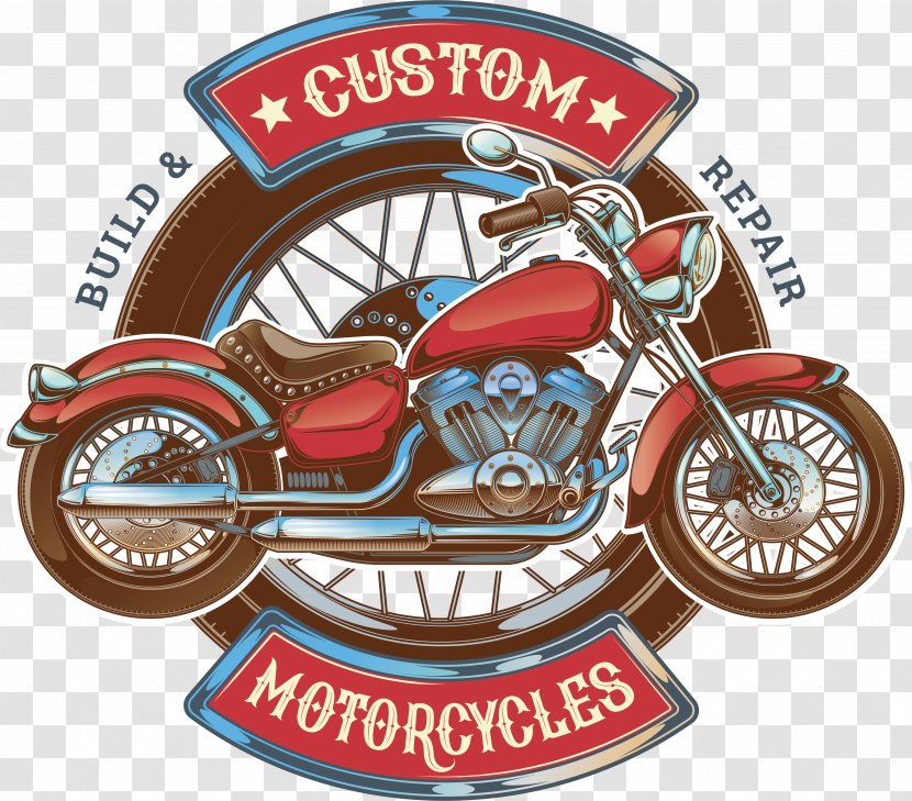 Motorcycle Car Scooter Logo - Bicycle - Red Retro Transparent PNG