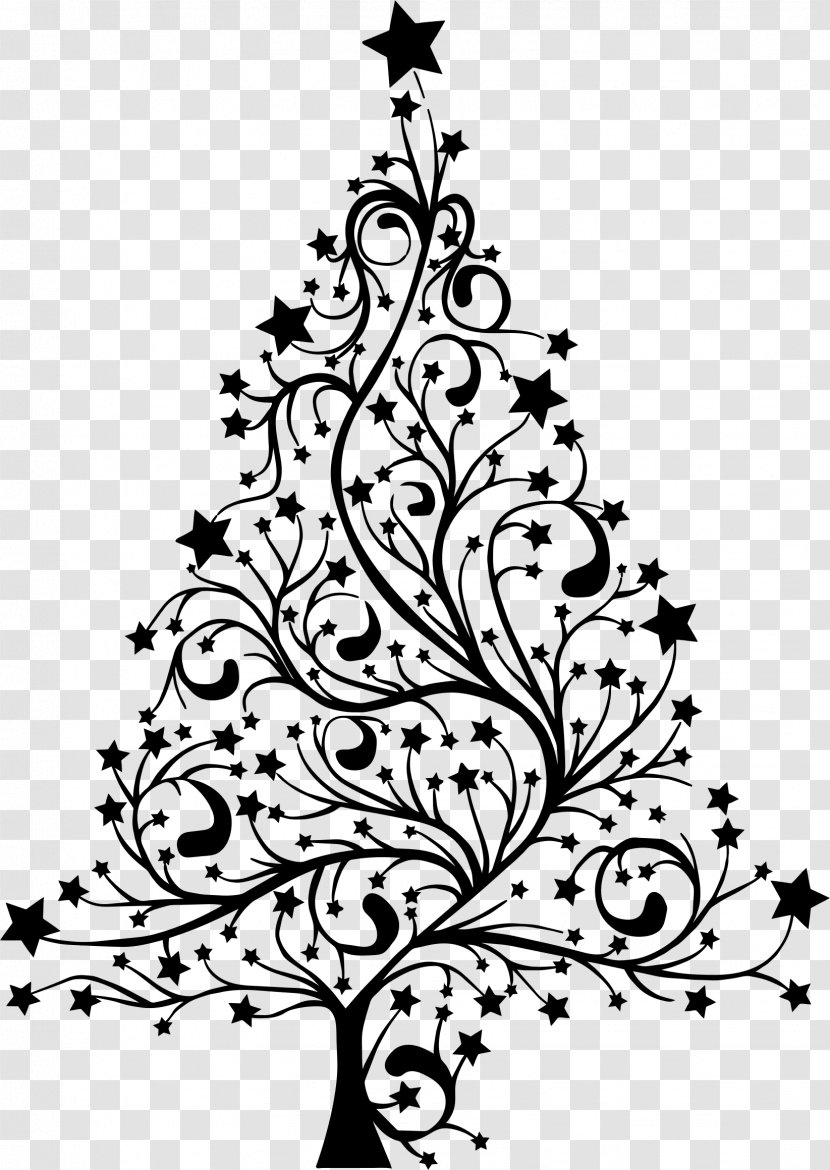 Christmas Tree Clip Art Day Santa Claus Fir - Plant - Monochrome Photography Transparent PNG