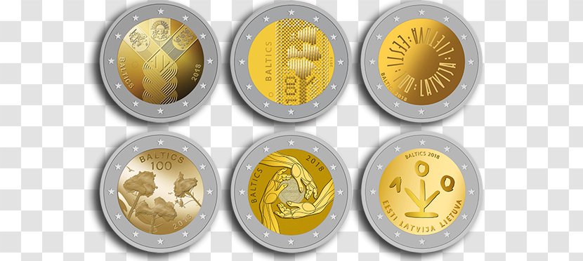 2 Euro Commemorative Coins Baltic States Coin - Latvian Transparent PNG