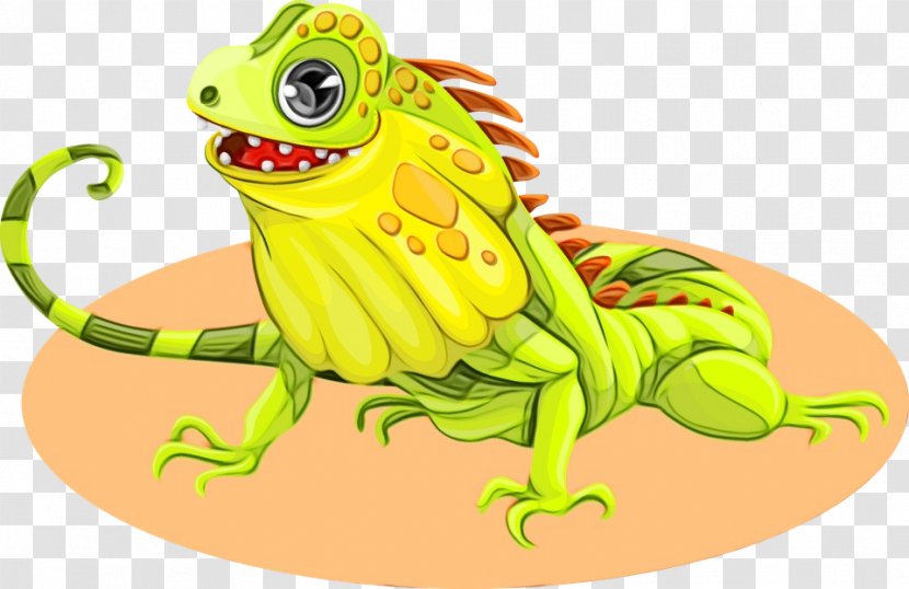 Green Cartoon Lizard Reptile Iguana - Watercolor - Iguania Iguanidae Transparent PNG