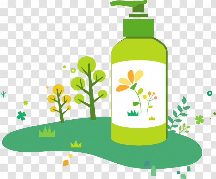 Cartoon Shampoo Illustration - Green - Vector Transparent PNG