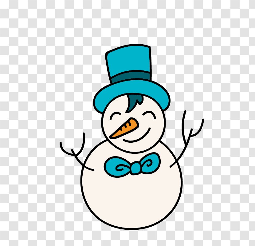 Snowman Download Clip Art - Beak - Blue Hat Smiling Transparent PNG