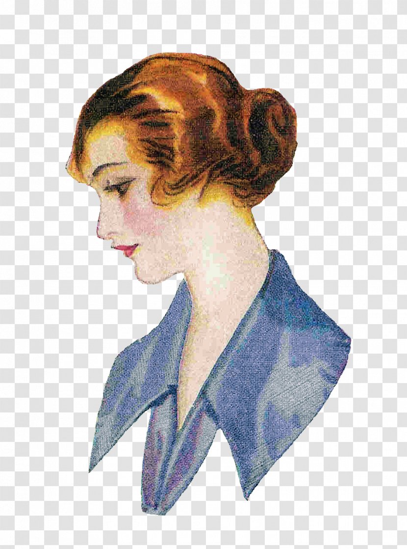 Hairstyle Bun Fashion Woman - Watercolor - Vintage Transparent PNG