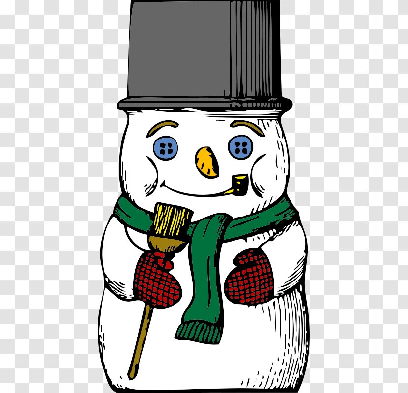 Snowman Winter Pixabay Clip Art - Cartoon With A Gray Hat Transparent PNG