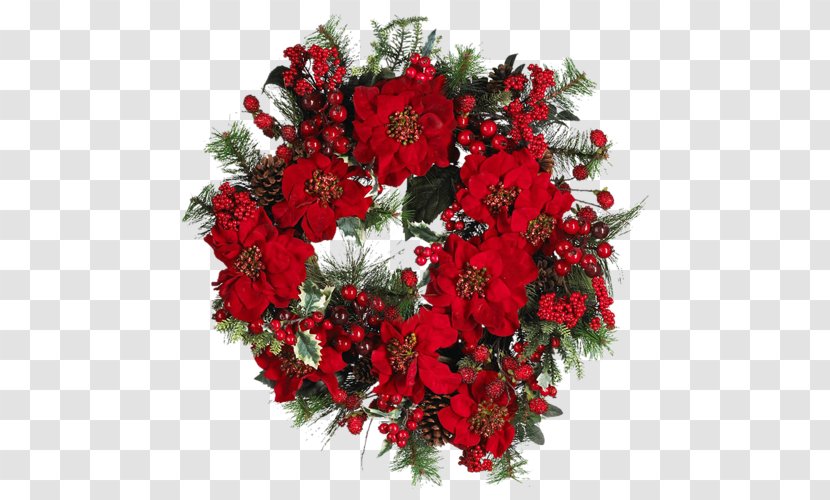 Wreath Poinsettia Artificial Flower Christmas - Rose Decoration Transparent PNG
