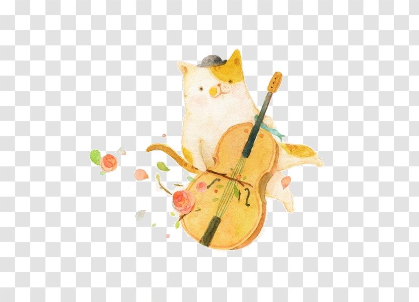 Cats T-shirt Cello Violin - Silhouette - Kitten And Transparent PNG
