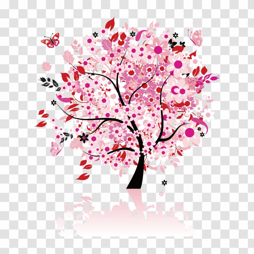 Cherry Blossom Poster - Tree - Vector Japanese Transparent PNG