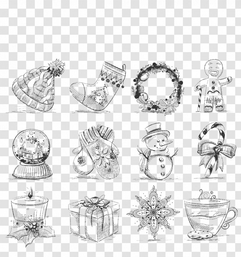 Christmas Tree Stocking Icon - Monochrome - Vector Hat Transparent PNG