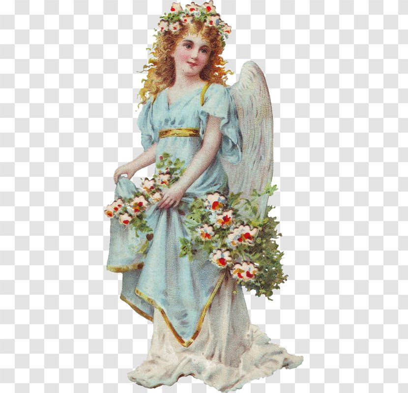 Victorian Era Cherub Angel Christmas Card - Floristry Transparent PNG