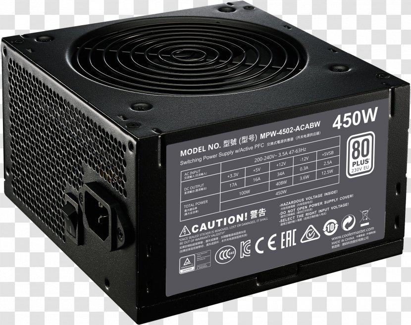 Power Supply Unit 80 Plus Cooler Master Converters ATX - Computer Transparent PNG