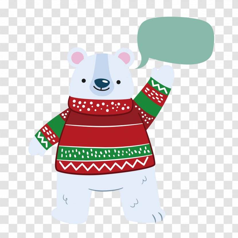 Polar Bear Christmas - Frame - Wearing A Sweater Transparent PNG