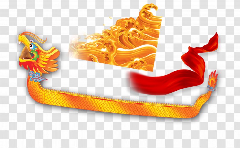 Yellow Gold Wind Wave - Golden Decorative Dragon Boat Ribbon Transparent PNG