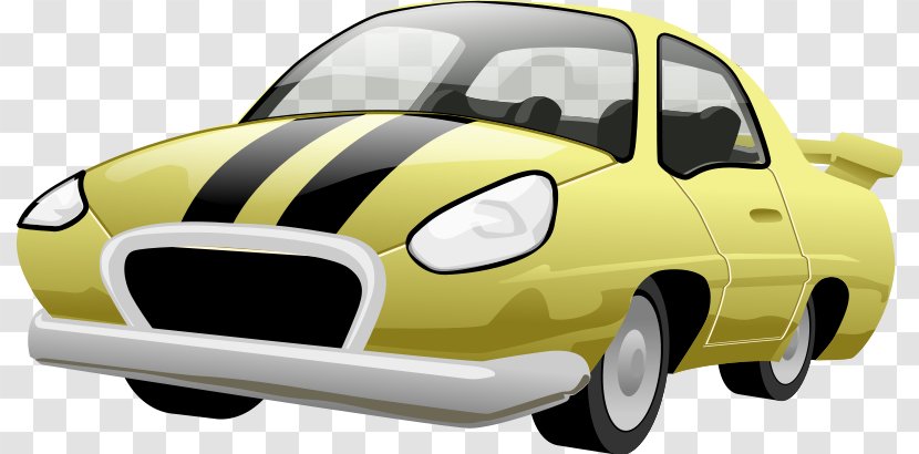 Sports Car Cartoon Clip Art - Yellow - Free Pics Transparent PNG