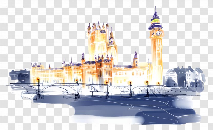 Big Ben River Thames Tourist Attraction Illustration - Watercraft - London's Transparent PNG