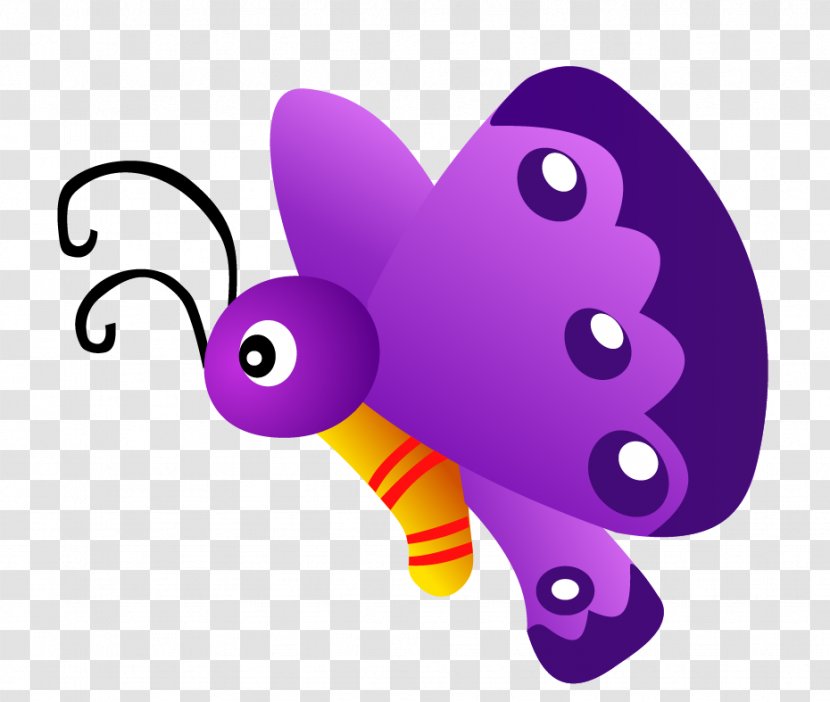 Butterfly Cartoon Clip Art - Violet - Vector Transparent PNG