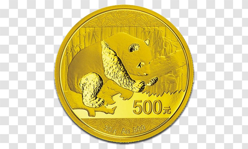 Chinese Gold Panda Bullion Coin - Currency - Coins Transparent PNG
