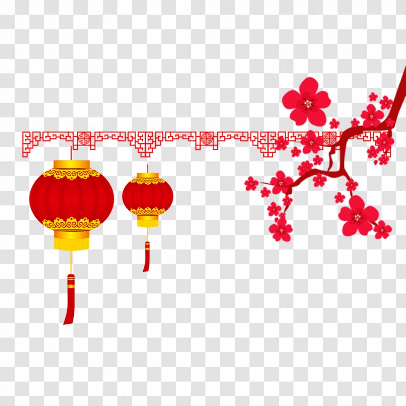 Chinese New Year Traditional Holidays Lantern Festival Red - Lunar - Peach Blossom Spring Decorative Pattern Transparent PNG