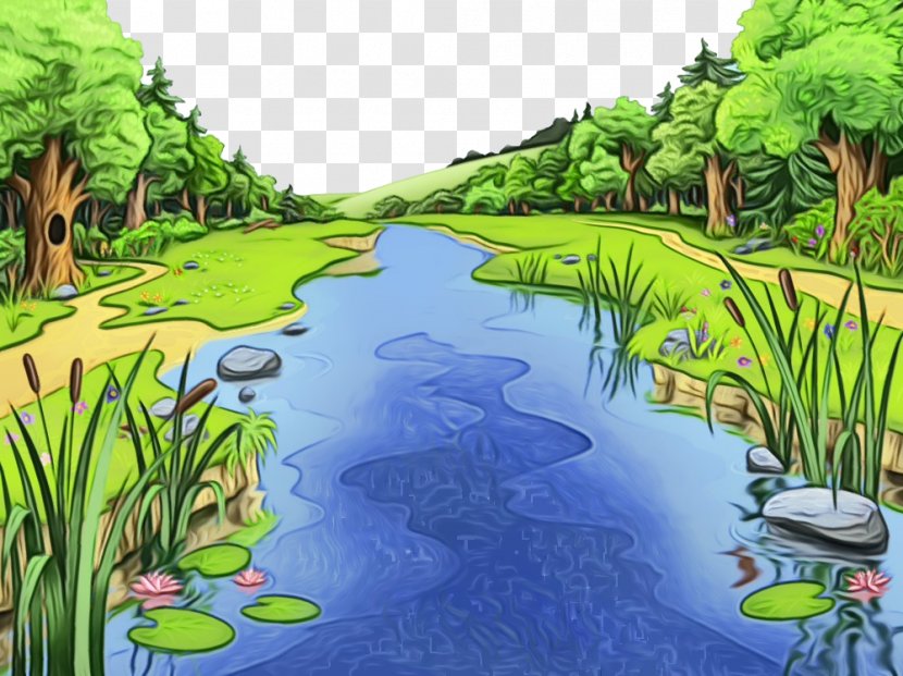 Natural Landscape Nature Water Resources Vegetation - Watercourse - Environment Wetland Transparent PNG