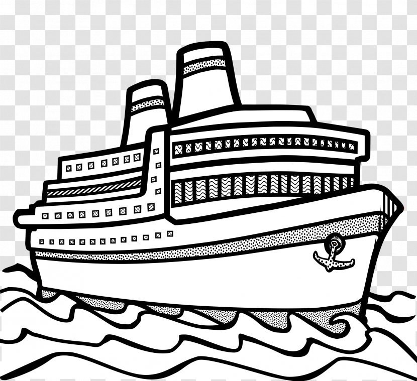 Ship Line Art Clip - Watercraft - Cruise Transparent PNG