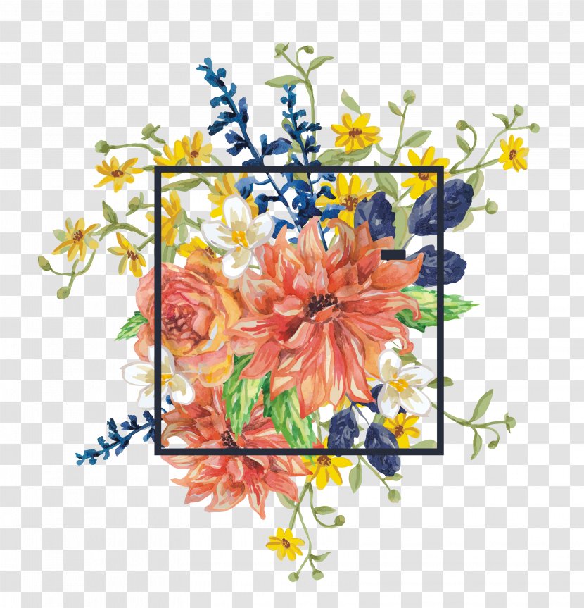 Flower Bouquet Watercolor Painting Stock Photography - Plant - Borders Transparent PNG