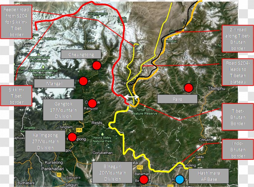 Chumbi Valley Sikkim Doklam Tibet Bhutan - Map Transparent PNG
