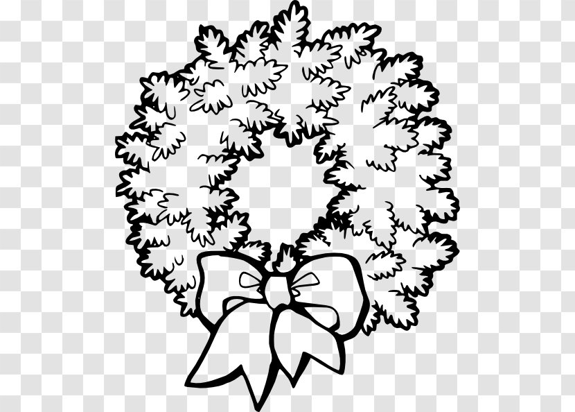 Christmas Wreath Garland Clip Art - Silhouette - Free Black And White Clipart Transparent PNG
