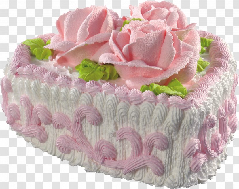 Birthday Cake Ice Cream Butter Chocolate - White Heart With Pink Roses Picture Transparent PNG