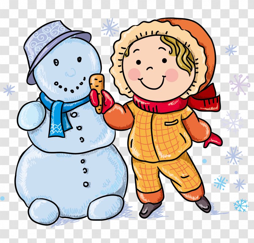 Child Winter Clothing Play Clip Art - Tree - Children And Snowman Vector Transparent PNG