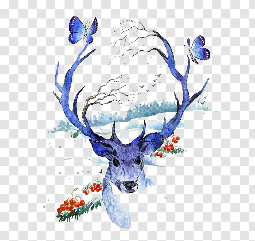 Creative Watercolor Deer Painting Illustration Transparent PNG