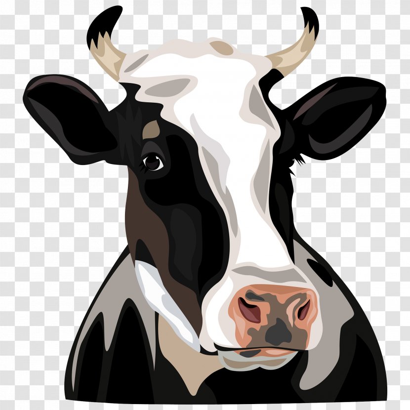 Holstein Friesian Cattle Clip Art - Illustration - Cow Head Transparent PNG