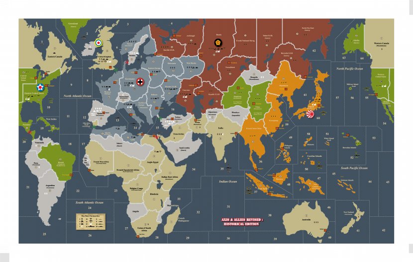 Wizards Of The Coast Axis & Allies WWII 1942 World Map Second War - Board Game Transparent PNG