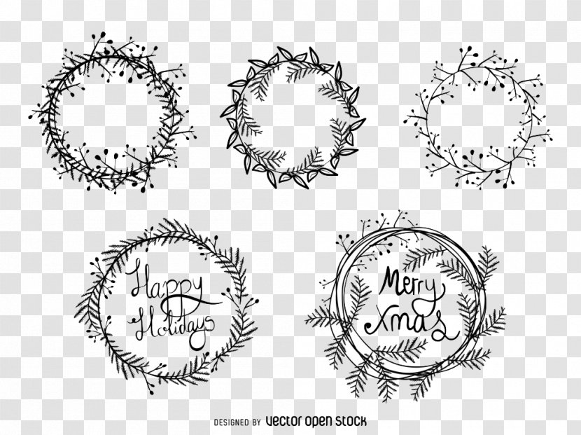Christmas Wreath Drawing Illustration - Text - Vector Material Transparent PNG