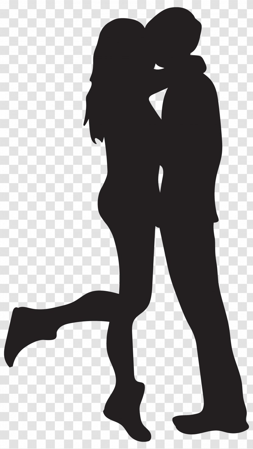 Clip Art - Cartoon - Kissing Couple Silhouettes Clipart Image Transparent PNG