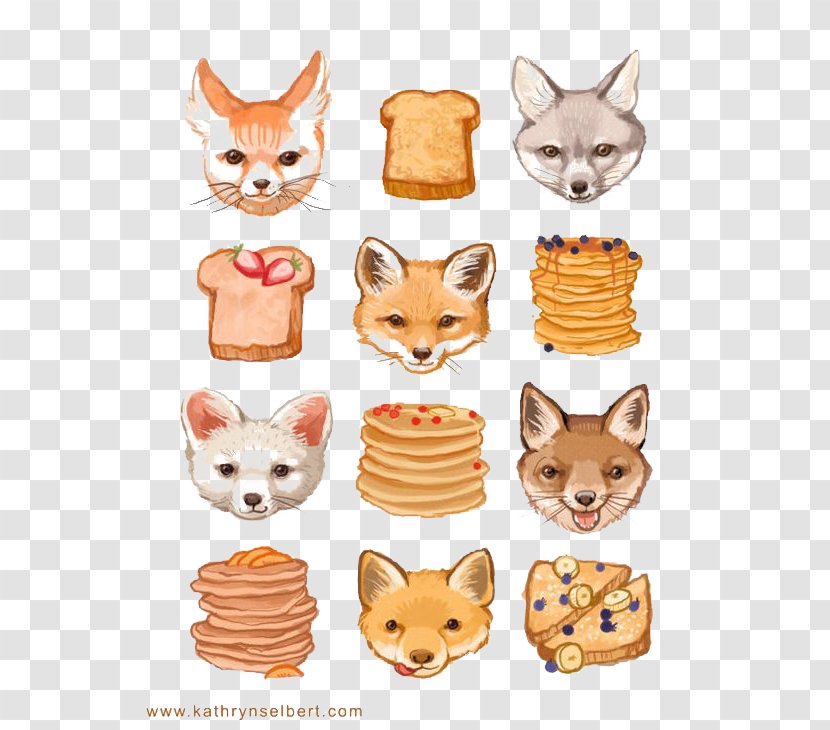 French Toast Birthday Cake Printmaking Illustration - Head - Fox Transparent PNG